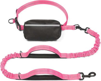 Hands Free Dog Leash with Zipper Pouch, Large, 25-120 lbs, Black