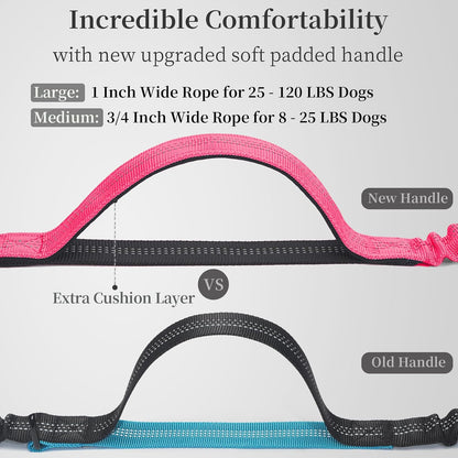 Hands Free Dog Leash with Zipper Pouch, Large, 25-120 lbs, Black