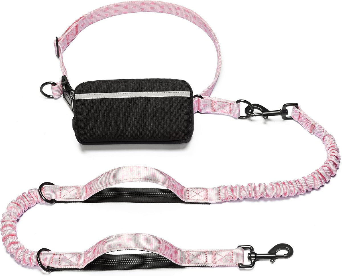 Hands Free Dog Leash with Zipper Pouch, Large, 25-120 lbs, Black