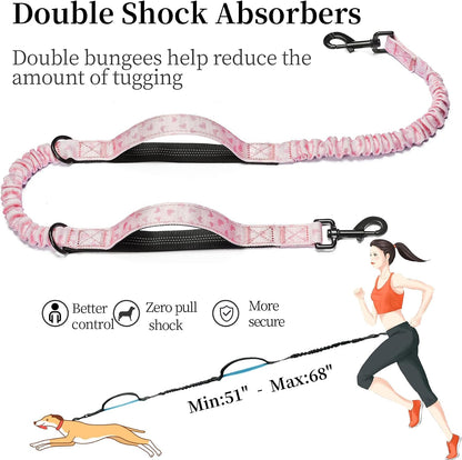 Hands Free Dog Leash with Zipper Pouch, Large, 25-120 lbs, Black