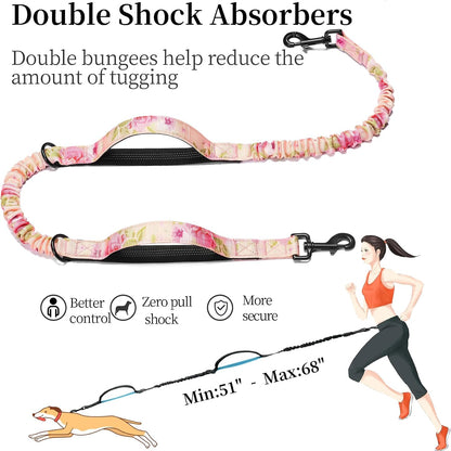 Hands Free Dog Leash with Zipper Pouch, Large, 25-120 lbs, Black
