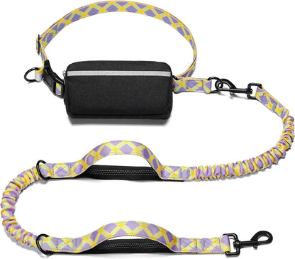 Hands Free Dog Leash with Zipper Pouch, Large, 25-120 lbs, Black