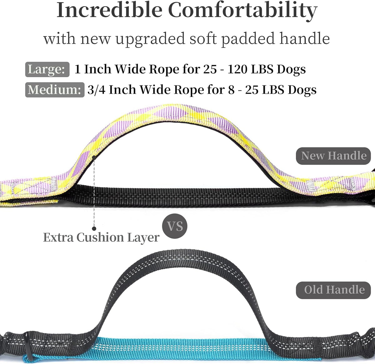 Hands Free Dog Leash with Zipper Pouch, Large, 25-120 lbs, Black