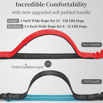 Hands Free Dog Leash with Zipper Pouch, Large, 25-120 lbs, Black
