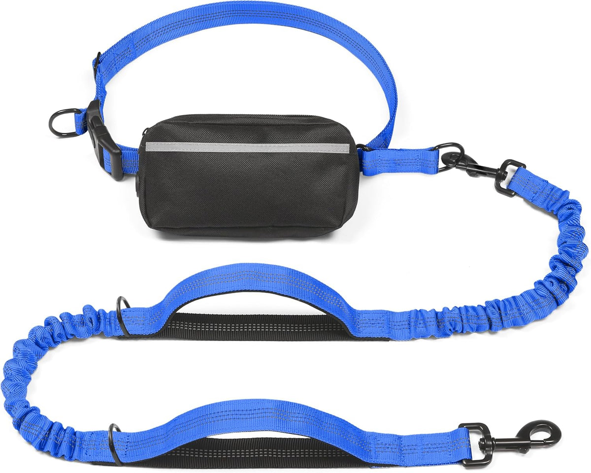 Hands Free Dog Leash with Zipper Pouch, Large, 25-120 lbs, Black