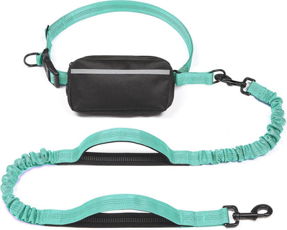 Hands Free Dog Leash with Zipper Pouch, Large, 25-120 lbs, Black