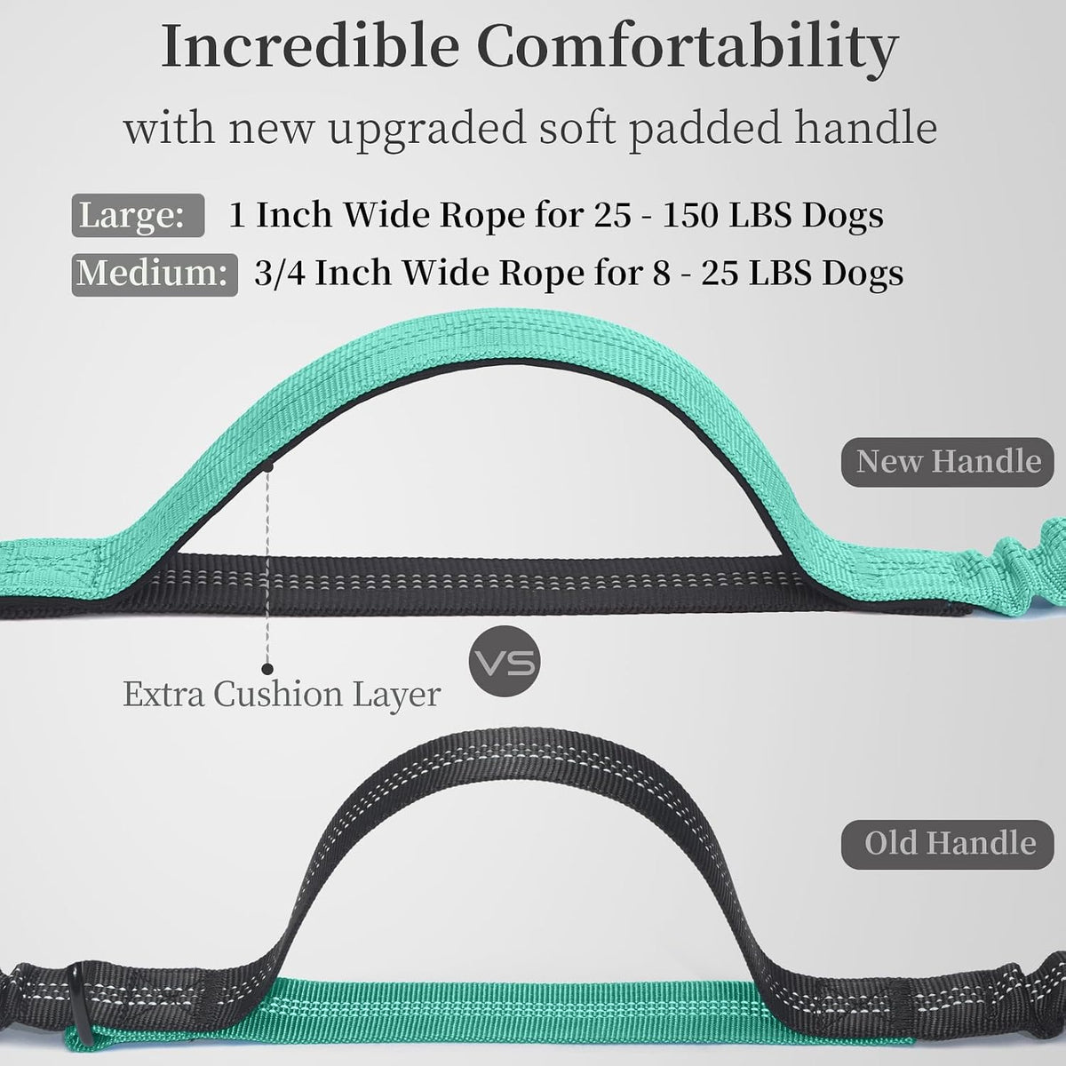 Hands Free Dog Leash with Zipper Pouch, Large, 25-120 lbs, Black
