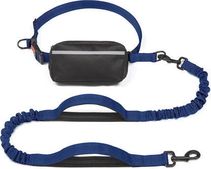 Hands Free Dog Leash with Zipper Pouch, Large, 25-120 lbs, Black