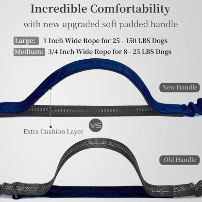 Hands Free Dog Leash with Zipper Pouch, Large, 25-120 lbs, Black