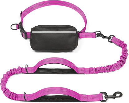 Hands Free Dog Leash with Zipper Pouch, Large, 25-120 lbs, Black