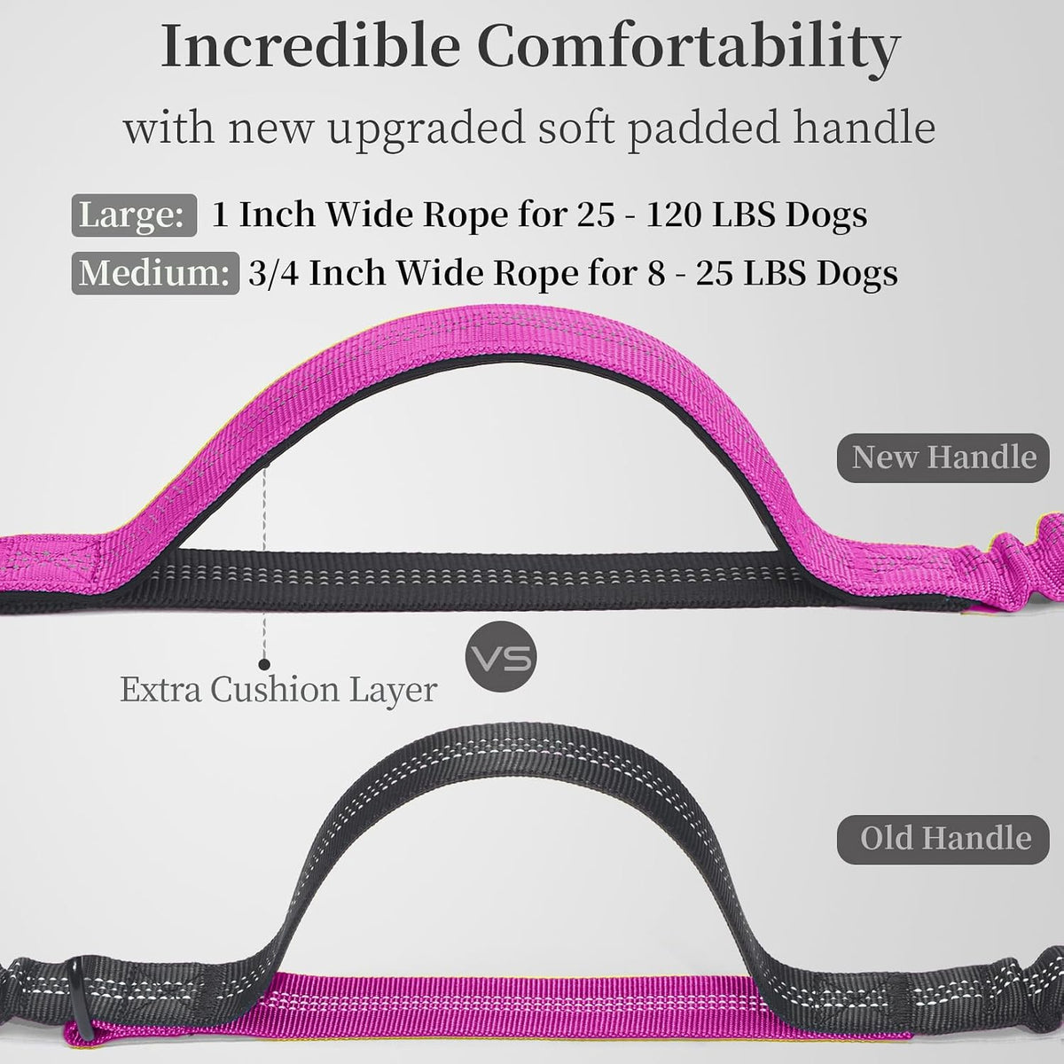 Hands Free Dog Leash with Zipper Pouch, Large, 25-120 lbs, Black