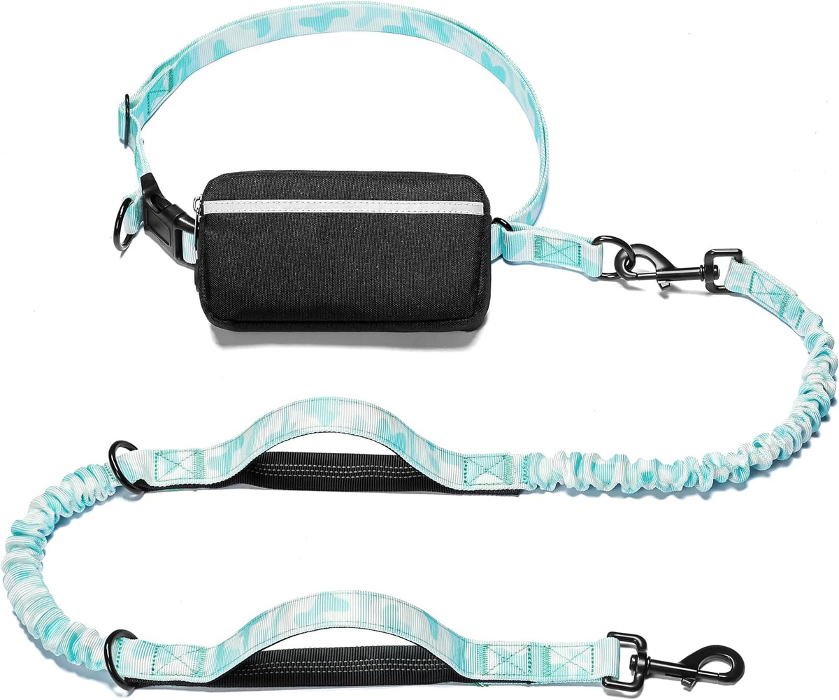 Hands Free Dog Leash with Zipper Pouch, Large, 25-120 lbs, Black