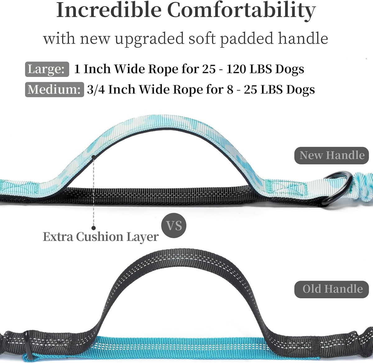 Hands Free Dog Leash with Zipper Pouch, Large, 25-120 lbs, Black