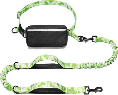 Hands Free Dog Leash with Zipper Pouch, Large, 25-120 lbs, Black