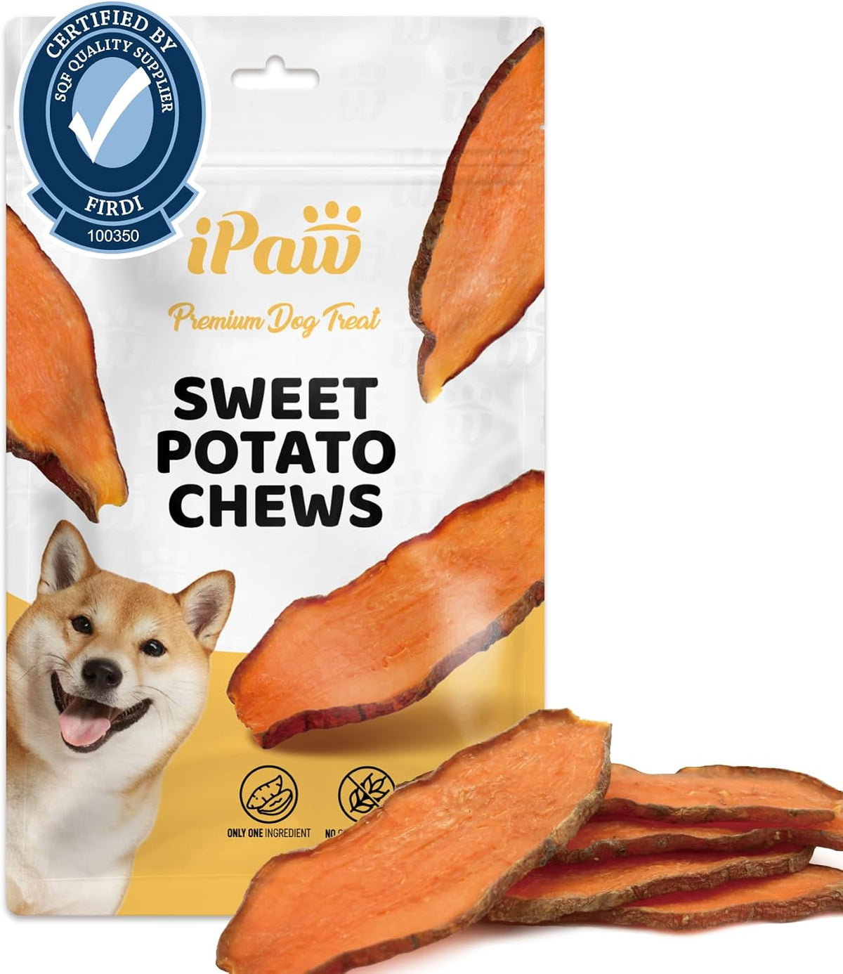 iPaw Sweet Potato Dog Treats, SQF-Certified Production Process Dog Chew