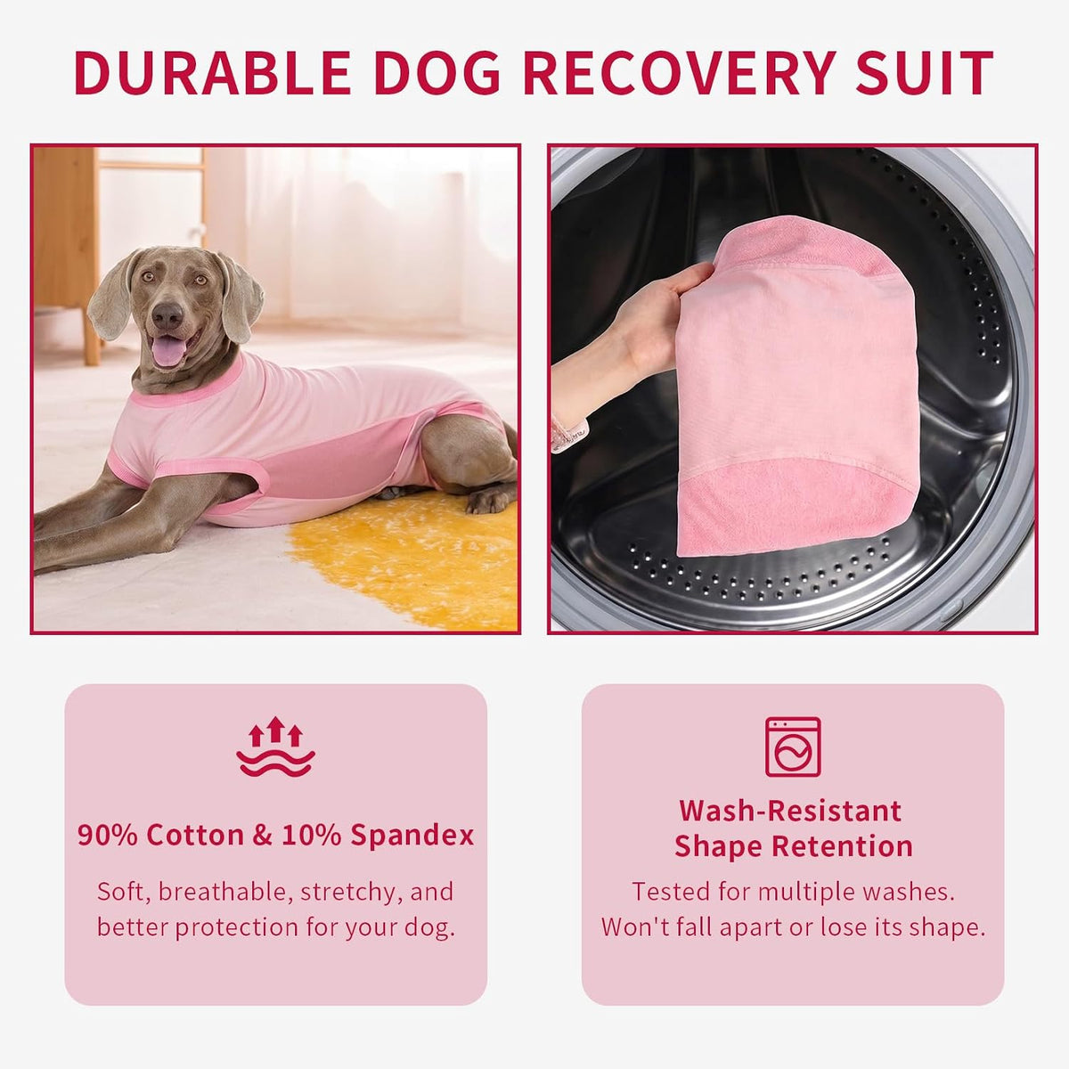 Dog Surgery Recovery Suit,Dog Recovery Suit After Surgery for Female Spay Male Neuter,Soft Anti Licking Recovery Suit for Dogs,Dog Onesie for Abdominal Wounds,Pink,S
