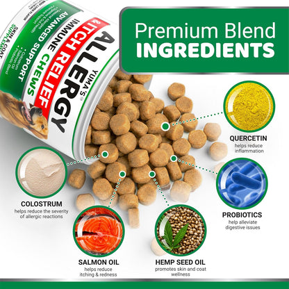 Dog Allergy Relief Chews - 170 Treats, Itchy Skin and Seasonal Itch Support