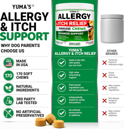 Dog Allergy Relief Chews - 170 Treats, Itchy Skin and Seasonal Itch Support