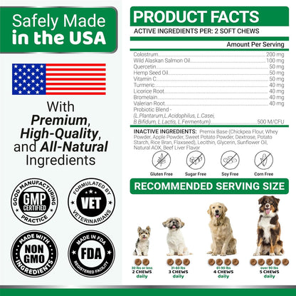 Dog Allergy Relief Chews - 170 Treats, Itchy Skin and Seasonal Itch Support