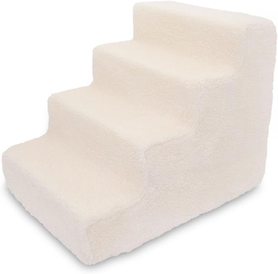Best Pet Supplies Dog Stairs & Steps - Foam Steps for Small Dogs & Cats, Non-Slip Indoor Balanced Pet Step Support, Dog Ramp, No Assembly, Ash Gray Linen, 2-Step (12-inch Height)