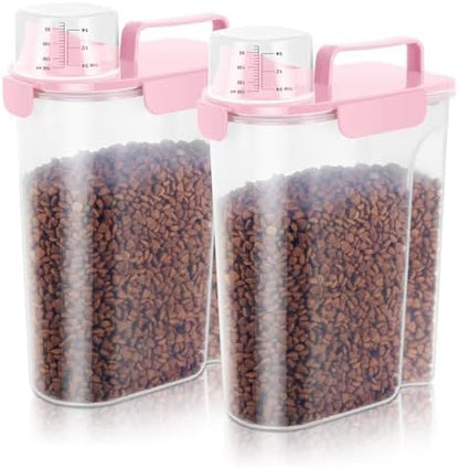 LEAWALK 5-7Lbs Dog Cat Food Storage Container with Upgraded Large Nozzle BPA-free, 4 Snap Seals Plastic Pet Food Storage Containers with Handles are Easy to Clean and Carry