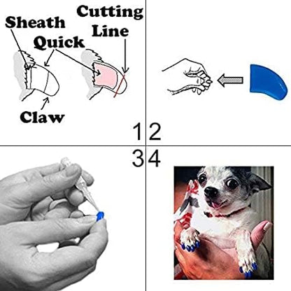 60 Piece Soft Nail Caps with Adhesive for Dog Claws - Crystal Clear Large