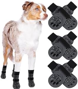 EXPAWLORER 6Pcs Anti-Slip Dog Socks to Prevent Licking Paws,Dog Shoes for Hot Pavement,Dog Booties Traction Control on Hardwood Floor,Boots & Paw Protectors, for Puppy Small Medium Large Senior Dogs