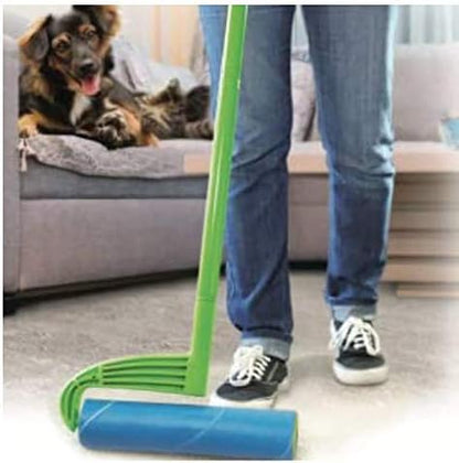 Leo 10-Inch Wide Lint Roller with Extendable Handle, Includes 1 Refill (25 Sheets), Extra Sticky for Pet Hair, Carpet & Floor Cleaning (1 Mega Roller)