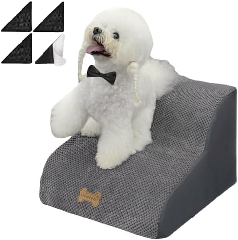 Necrely 4-Step Dog Stairs for High Beds 18-24 Inch Pet Steps 2 3 4 5 Tier Ladder Non-Slip Sturdy Ramp Small Medium Large Dog Steps to Couch Bed Old Dogs Balanced Pet Stairs for Getting on Bed