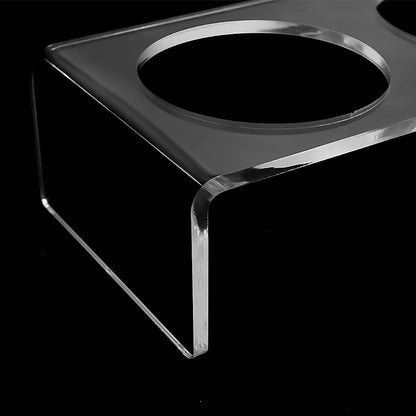 Acrylic Elevated Dog Cat Bowls Pet Feeder Double Bowl Raised Stand Comes with 4 Removable Stainless Steel Bowls. Perfect for Cats Puppies Small Dogs, 3.75 Inch