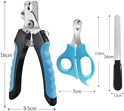 Pet Nail Clippers and Trimmers Set Safety Guard to Avoid Over Cutting Razor Sharp Blades Grooming Tool for All Small Large Dog Cat Red