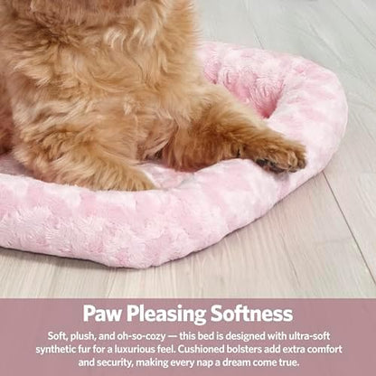 MidWest Homes for Pets QuietTime Dog Bed - White Fleece Bolster, Ultra-Soft and Machine Washable, Fits 24-Inch Crates and Carriers, for Small Breed Dogs