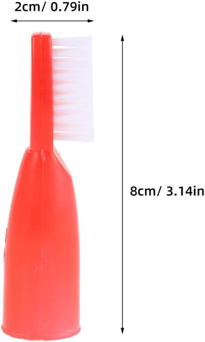 Baluue 20pcs Red Finger Toothbrush for Prisons and Mental Institutions, Short Handle Mini Oral Cleaning Brush with Soft Bristles, Portable Oral Care Tool