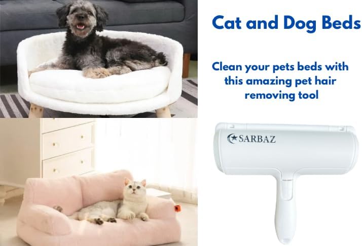 Sarbaz Pet Hair Remover, Cat and Dog Hair Remove for Furniture, Carpet, Couch,Clothing and Beding, Multi Surface Fur Remover Tool, Portable