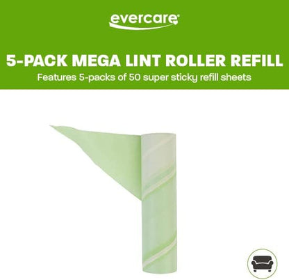Evercare 10-Inch Mega All-Purpose Pet Hair Lint Roller Refill, 50 Sheets – Sticky Roller for Pet Hair, Cat & Dog Hair Remover, Lint Remover, Pet Hair Remover for Furniture, Clothing & Cars