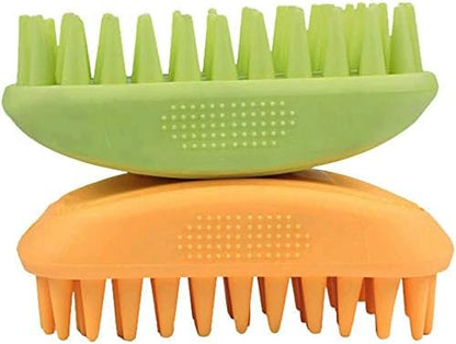 Pet Silicone Shampoo Brush for Long & Short Hair Medium Large Pets Dogs Cats, Anti-skid Rubber Dog Cat Pet Mouse Grooming Shower Bath Brush Massage Comb (Blue (New))