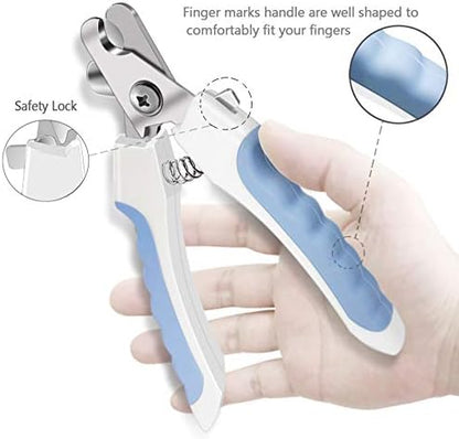 Pet Nail Clippers and Trimmers Set Safety Guard to Avoid Over Cutting Razor Sharp Blades Grooming Tool for All Small Large Dog Cat Red