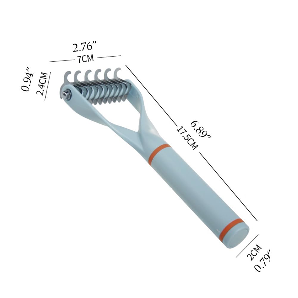 2-in-1 Metal Double Sided Shedding & Detangling Comb for Cats and Dogs Undercoat & Matted Fur Tool - Pet Grooming Brush(Blue)