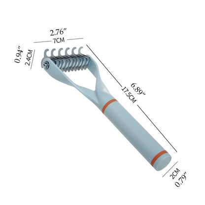 2-in-1 Metal Double Sided Shedding & Detangling Comb for Cats and Dogs Undercoat & Matted Fur Tool - Pet Grooming Brush(Blue)