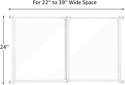 beeNbkks Clear Ferret Gate, Small Pet Barrier for Doorways Hallways Stairs Kitchen, Pressure Mounted Safety Pet Gate for Small Dogs Cats, Fit 22" to 39" Wide Opening, 24" Tall Step Over, Indoor Use