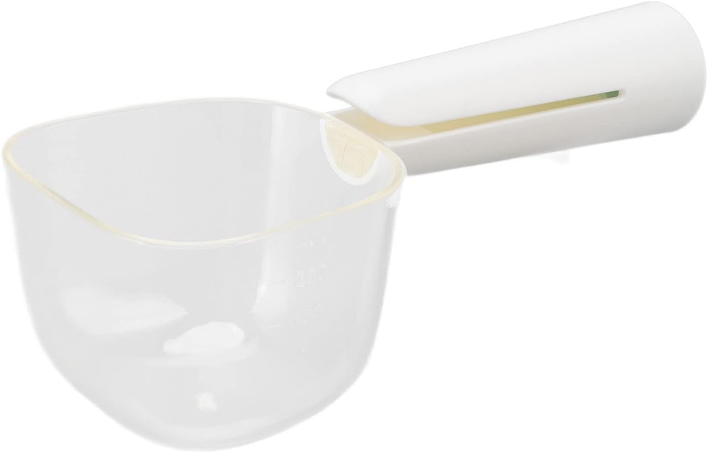 Transparent Pet Food Scoop with Clip Handle, 250 ml Capacity, Easy to Clean Dog Food Scoop (White)