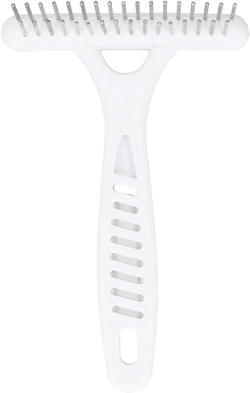 Emoshayoga Pet Double Row Rake, Gentle and Safe Dog Undercoat Rake Removing Dead Hair Non‑Slip Handle with Double‑Row Comb Teeth for Thick Long Hair
