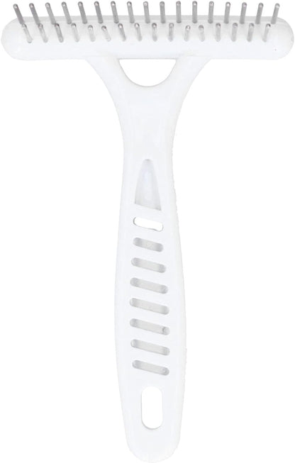 Emoshayoga Pet Double Row Rake, Gentle and Safe Dog Undercoat Rake Removing Dead Hair Non‑Slip Handle with Double‑Row Comb Teeth for Thick Long Hair