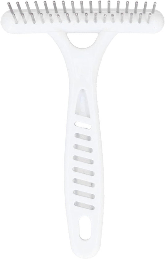 Emoshayoga Pet Double Row Rake, Gentle and Safe Dog Undercoat Rake Removing Dead Hair Non‑Slip Handle with Double‑Row Comb Teeth for Thick Long Hair
