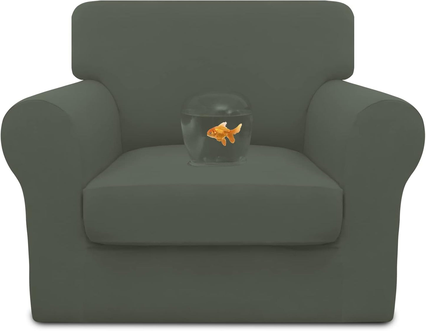 Easy-Going 100% Dual Waterproof 4 Pieces Stretch Soft Couch Cover for Dogs, Sofa Slipcover for 3 Separate Cushion Couch Leakproof Furniture Protector for Kids, Pets Dark Gray