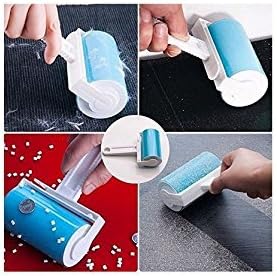 Reusable Lint Roller for Pet Hair – Washable Sticky Picker Set, 2-in-1 Portable & Standard Roller, Eco-Friendly No Refills, Removes Dog & Cat Fur from Clothes, Couch, Car (Blue)
