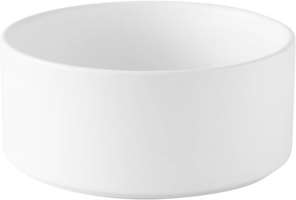 6'' Ceramic Raised Dog Bowl - 30Oz Dog Food & Water Bowl with Elevated Non-Slip Bamboo Stand, Dishwasher & Microwave Safe, Anti Vomiting Heavy Duty Pet Bowl for Small and Medium Dogs, White