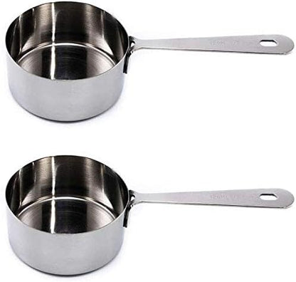 Honey Bear Kitchen 1/4 Cup 60 ml Leave-in Canister Scoops, Polished Stainless Steel (Set of 2)