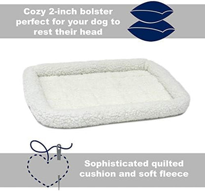 MidWest Homes for Pets QuietTime Dog Bed - White Fleece Bolster, Ultra-Soft and Machine Washable, Fits 24-Inch Crates and Carriers, for Small Breed Dogs