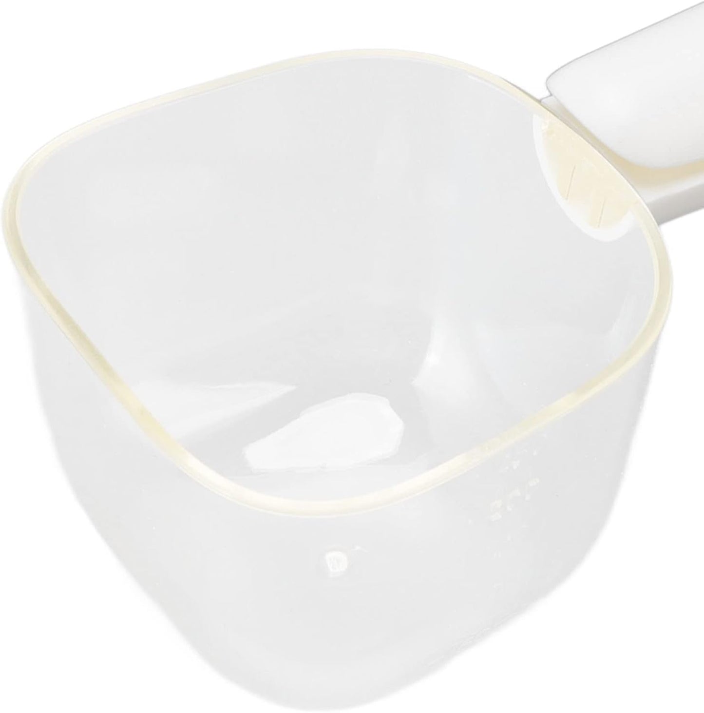 Transparent Pet Food Scoop with Clip Handle, 250 ml Capacity, Easy to Clean Dog Food Scoop (White)